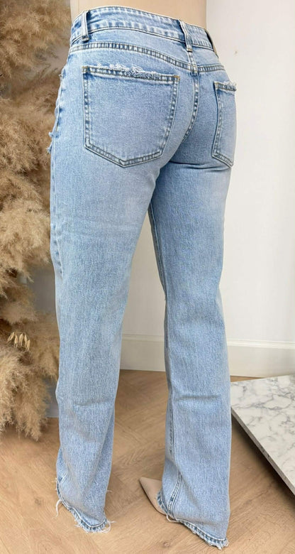 QUEEN OF HEARTS STRAIGHT LEG JEANS 3655-3 LIGHTDENIM