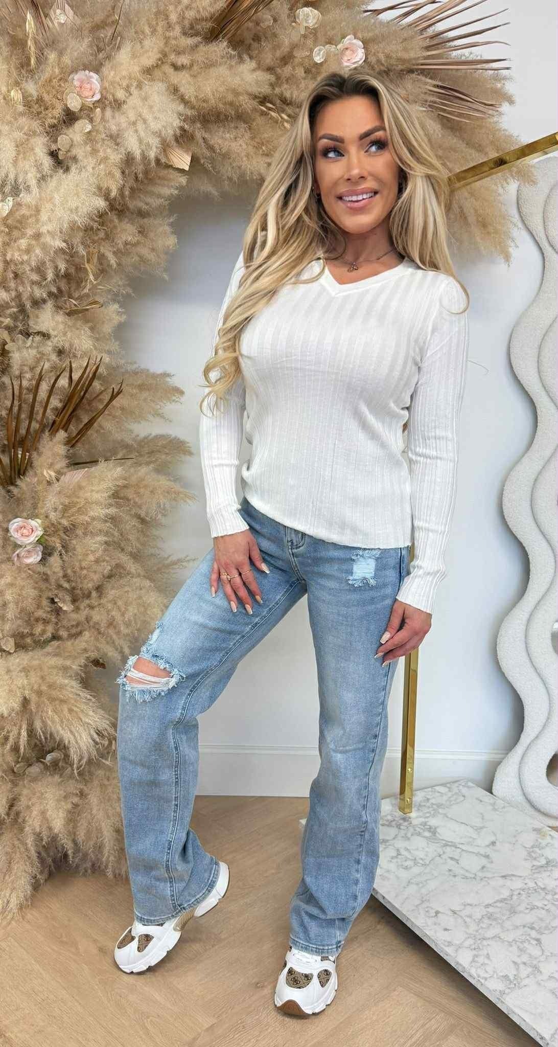 RIB V TOP 11073 OFFWHITE