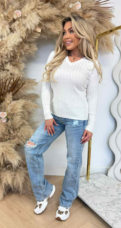 RIB V TOP 11073 OFFWHITE