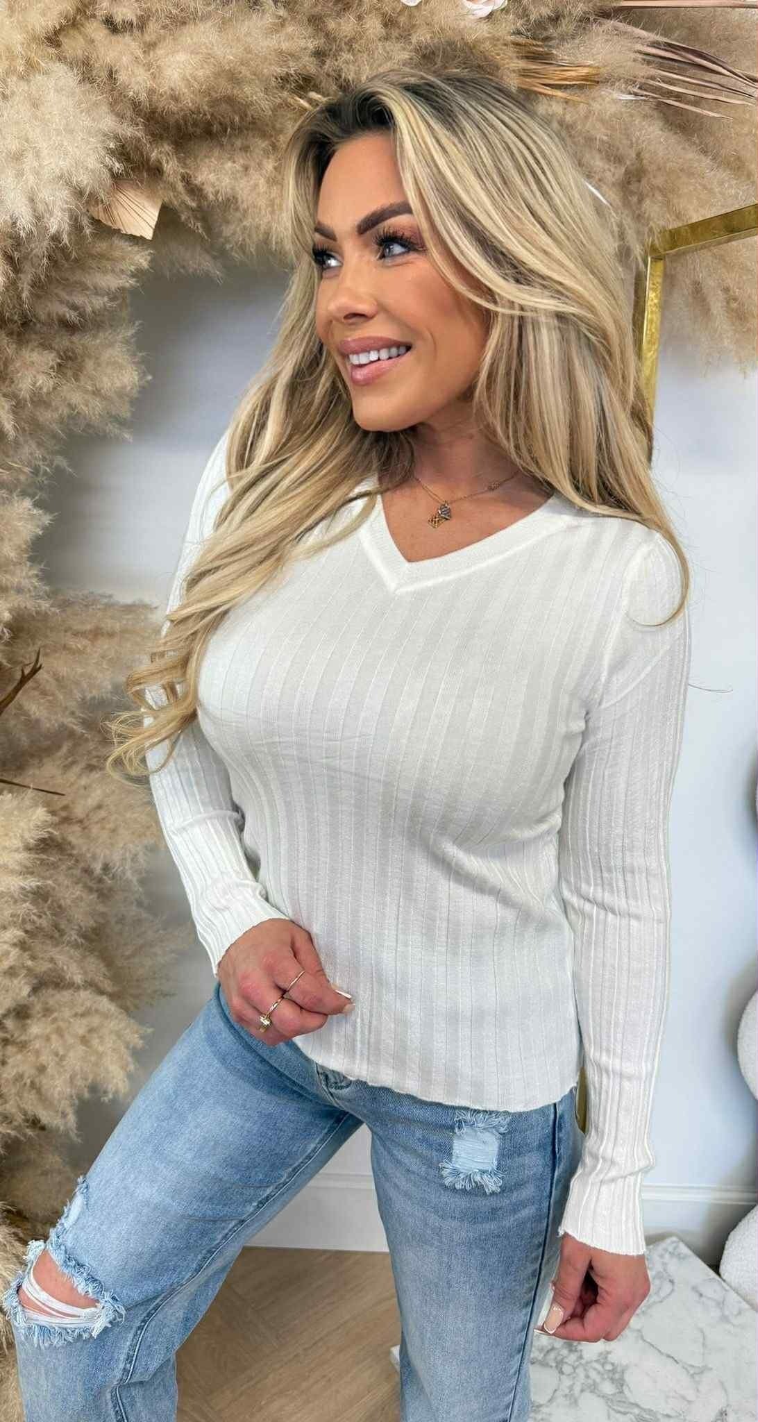 RIB V TOP 11073 OFFWHITE