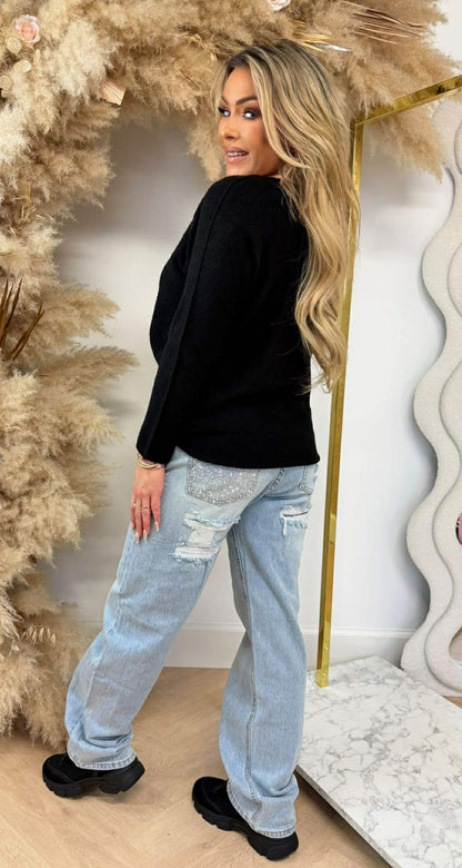 ROUND NECK TOP BLACK