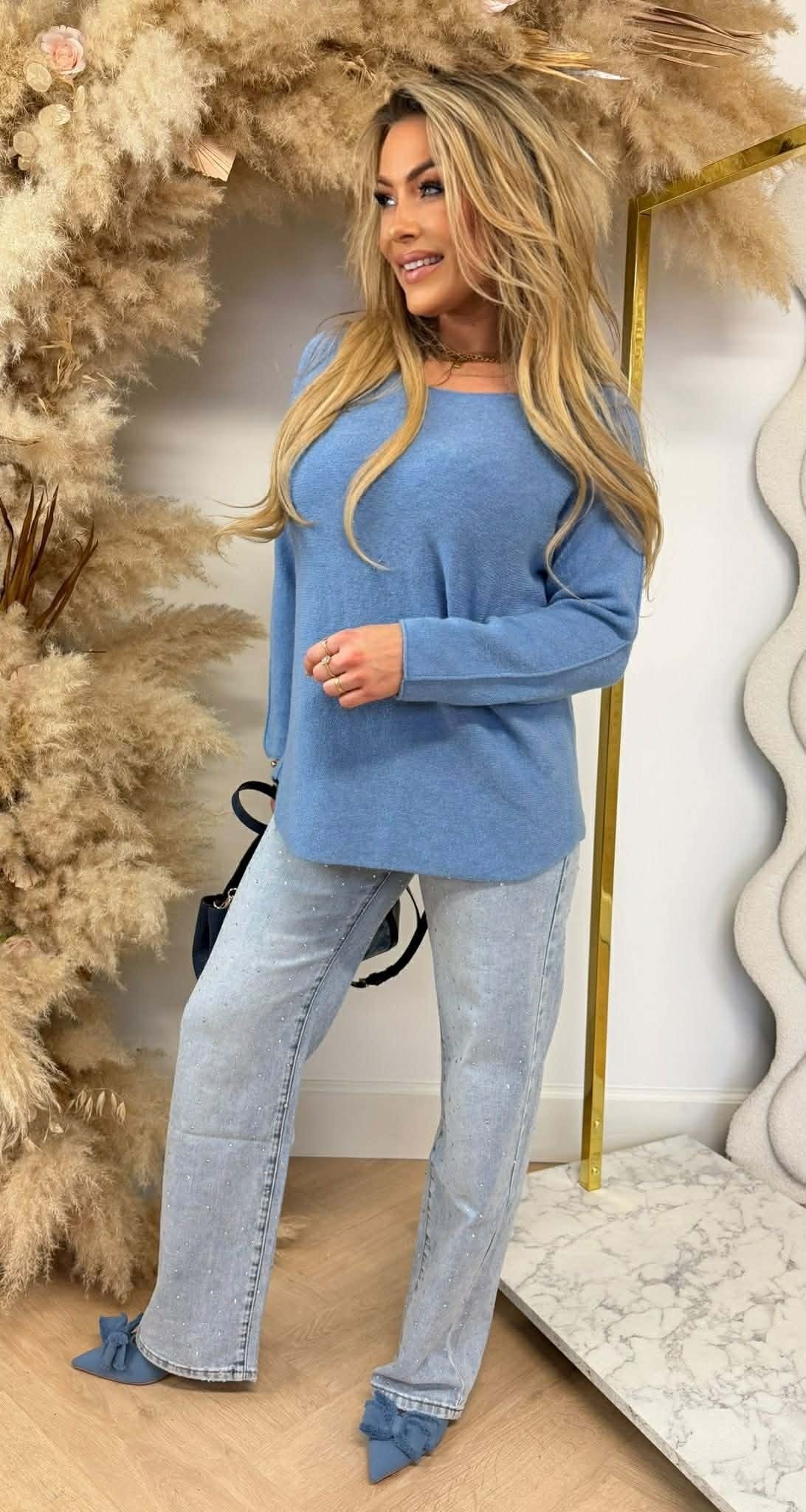 ROUND NECK TOP DENIMBLUE