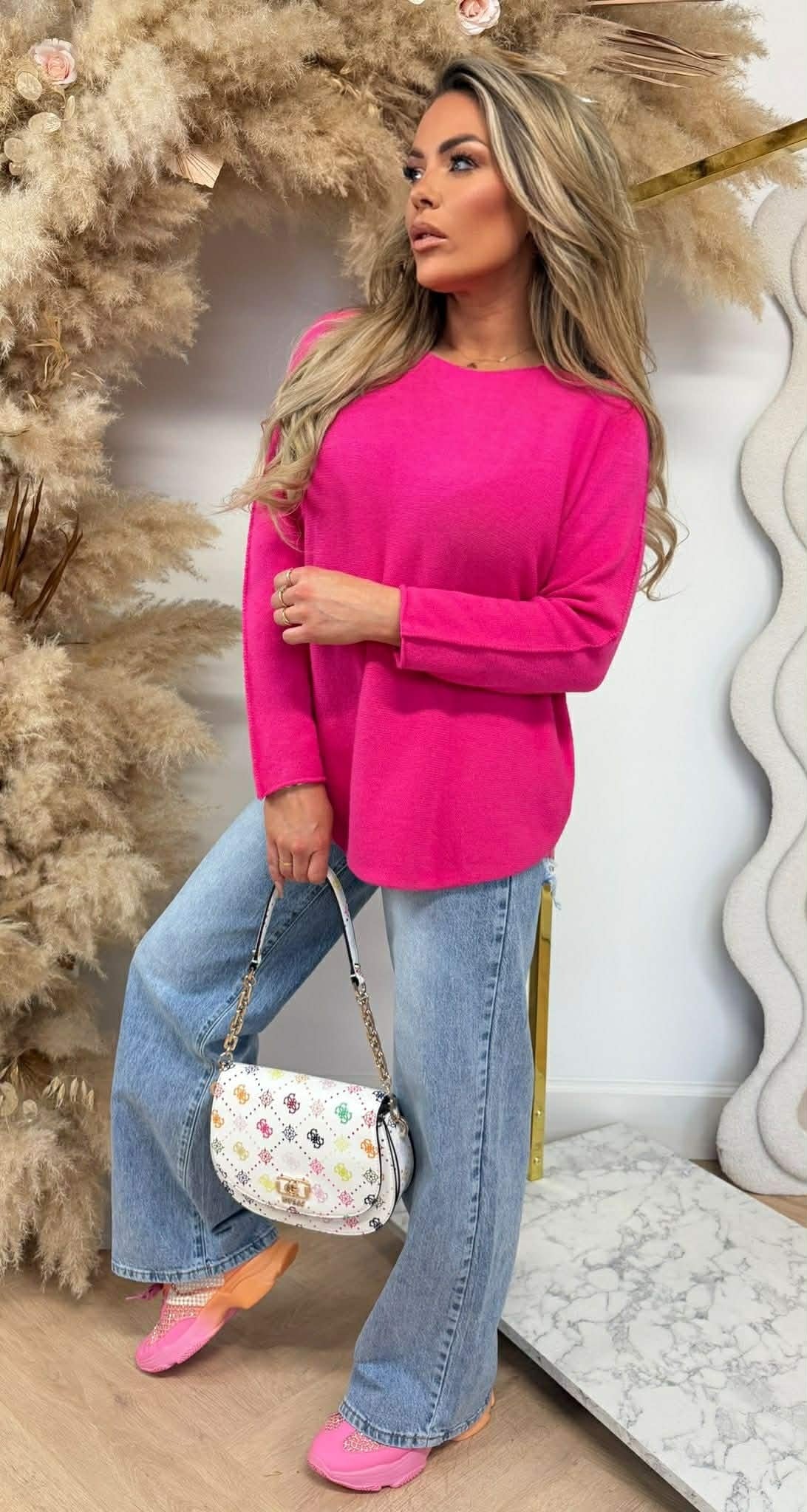 TOP COL ROND FUCHSIA