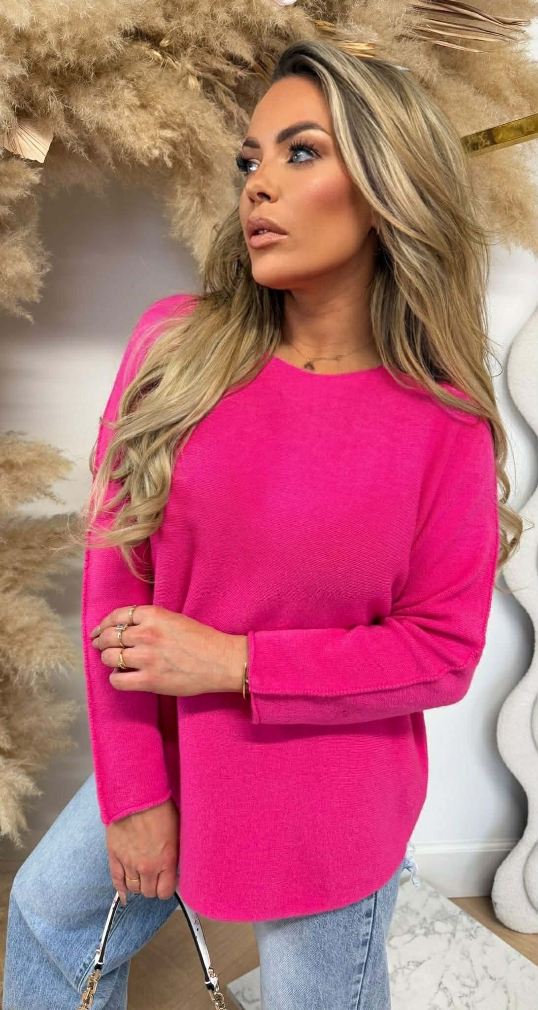 TOP COL ROND FUCHSIA