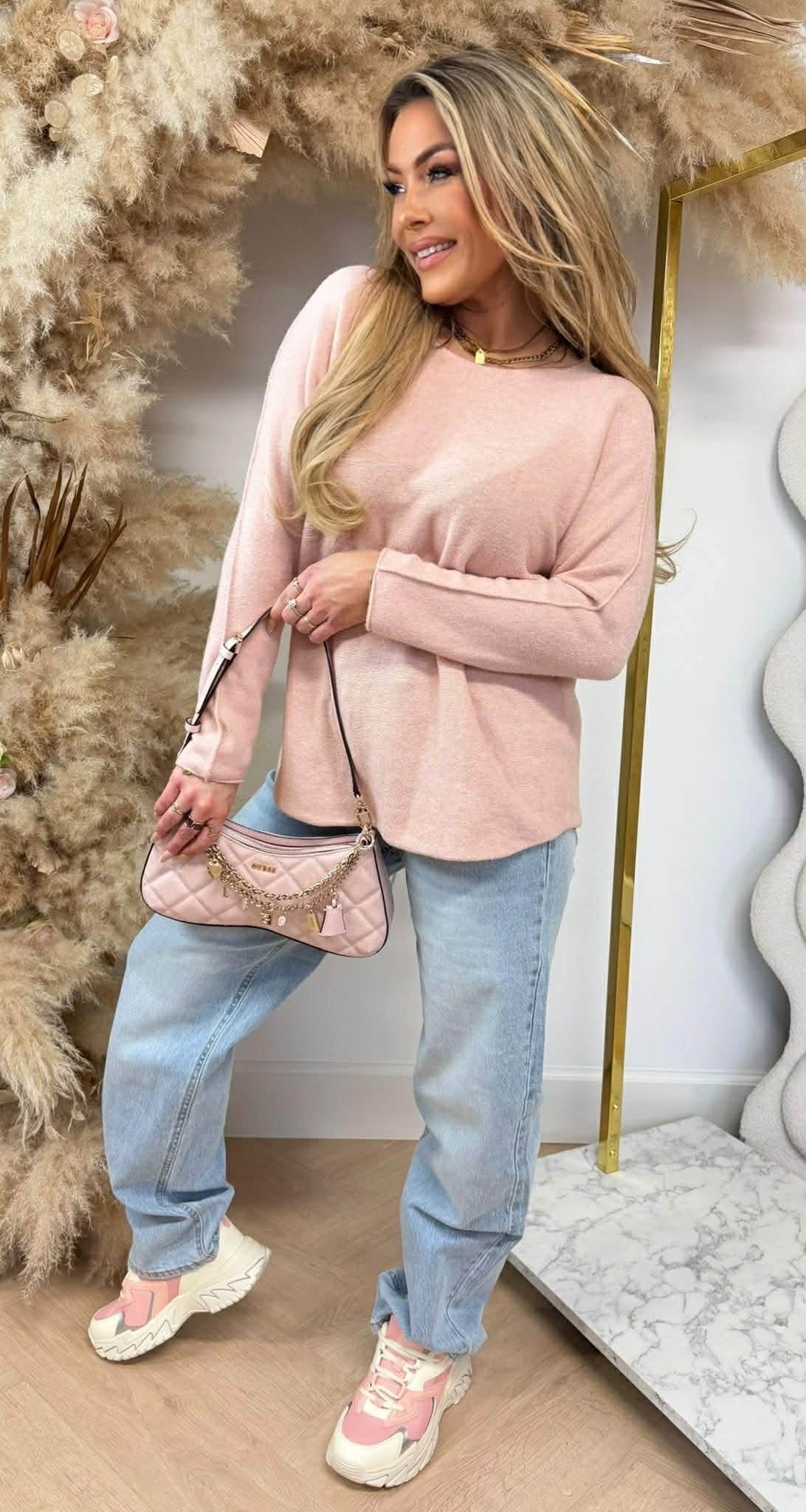 HAUT COL ROND VIEUX ROSE