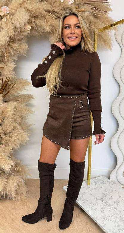 HAUT VOLANT DIAMANT 1320 CHOCOLAT FONCÉ