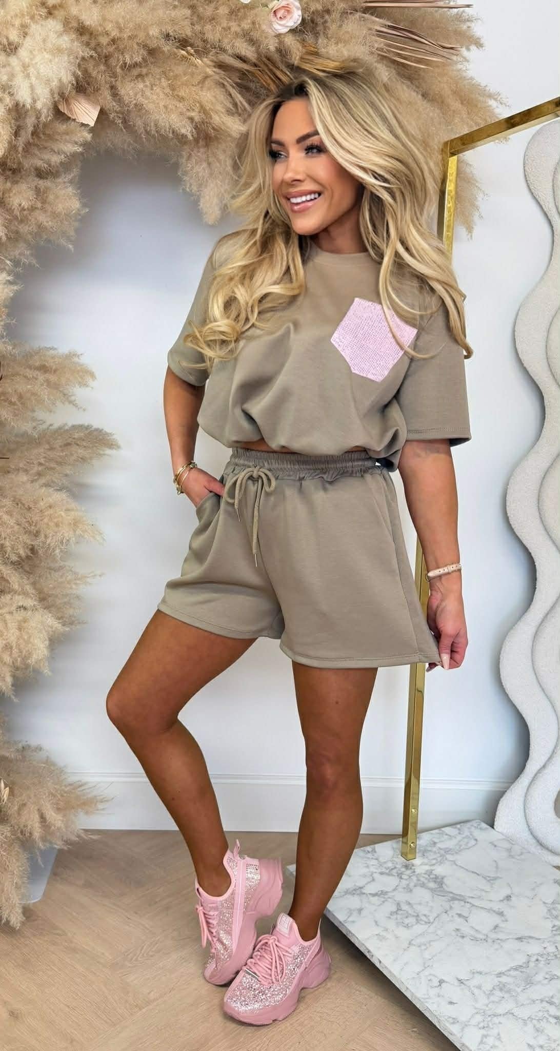 SELIN CROPPED POCKET SET TAUPE