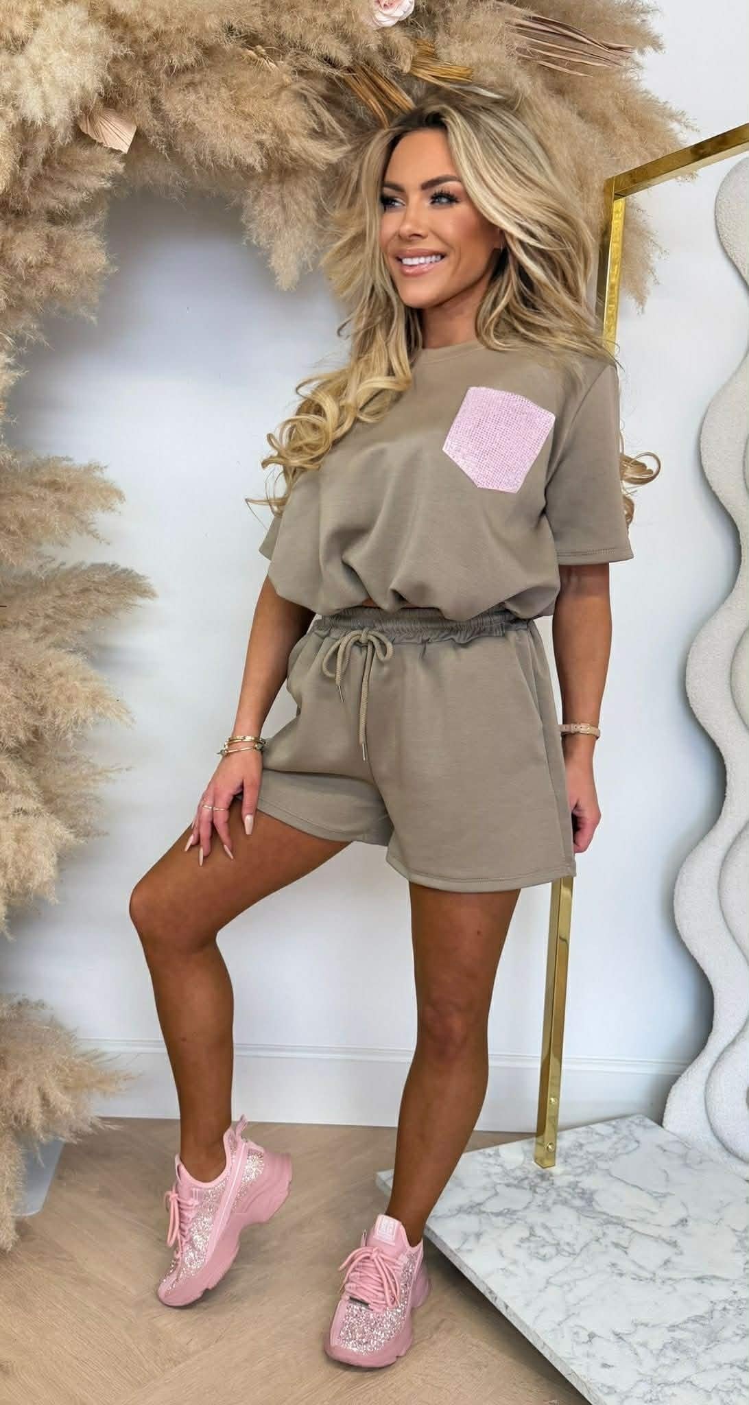 SELIN CROPPED POCKET SET TAUPE