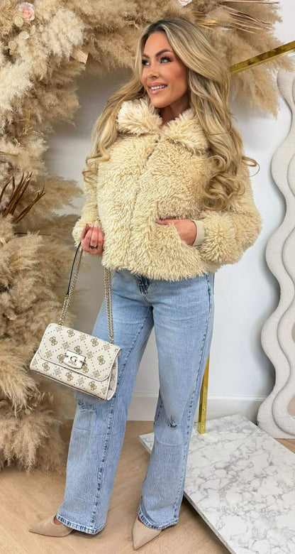 SHEEP VEGAN FUR JACKET 8799 BEIGE