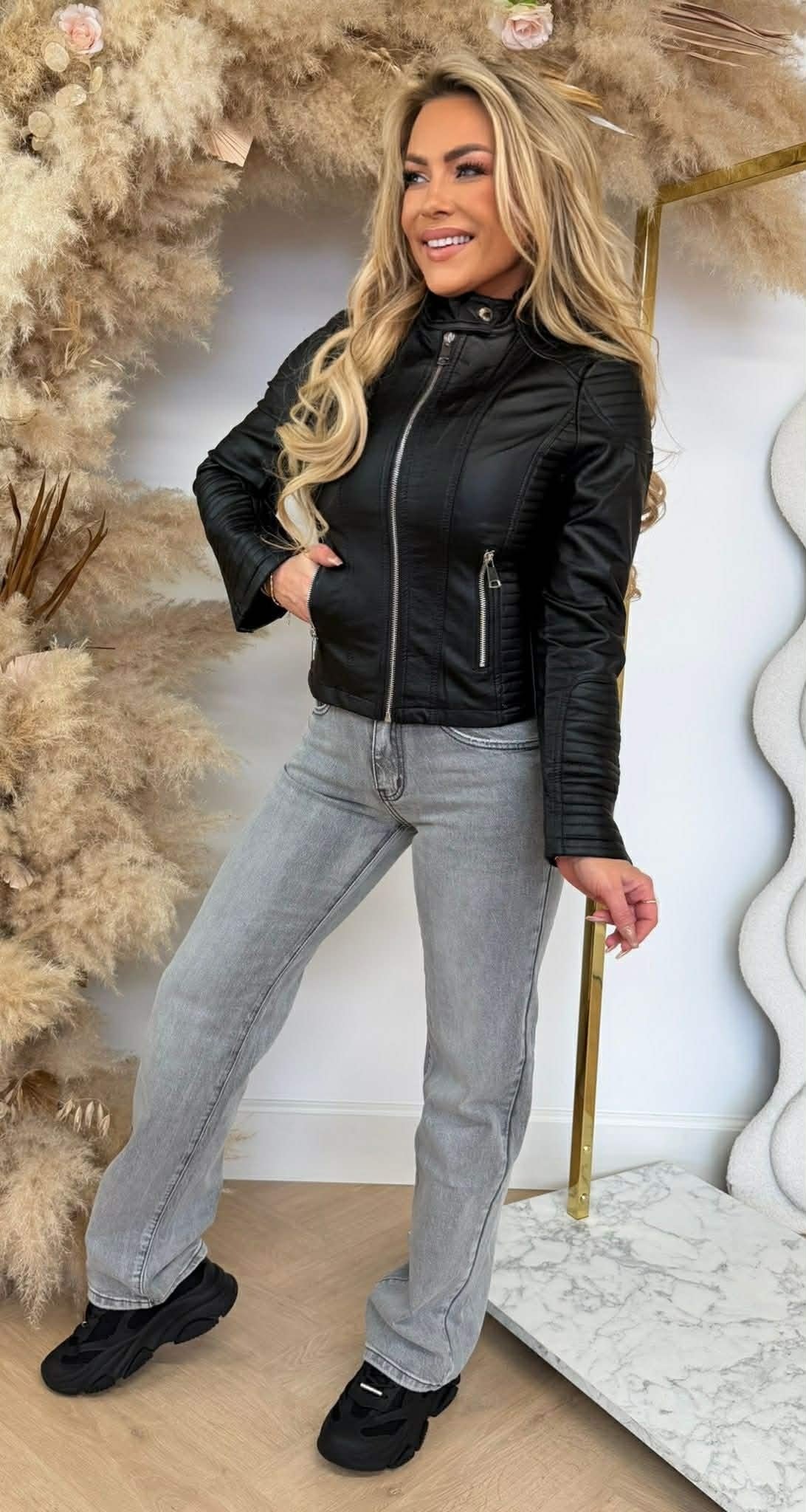 SISSI LEATHER LOOK JACKET 8812 BLACK