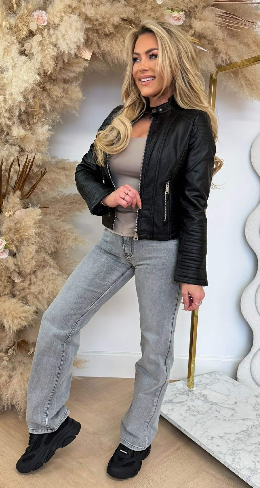 SISSI LEATHER LOOK JACKET 8812 BLACK