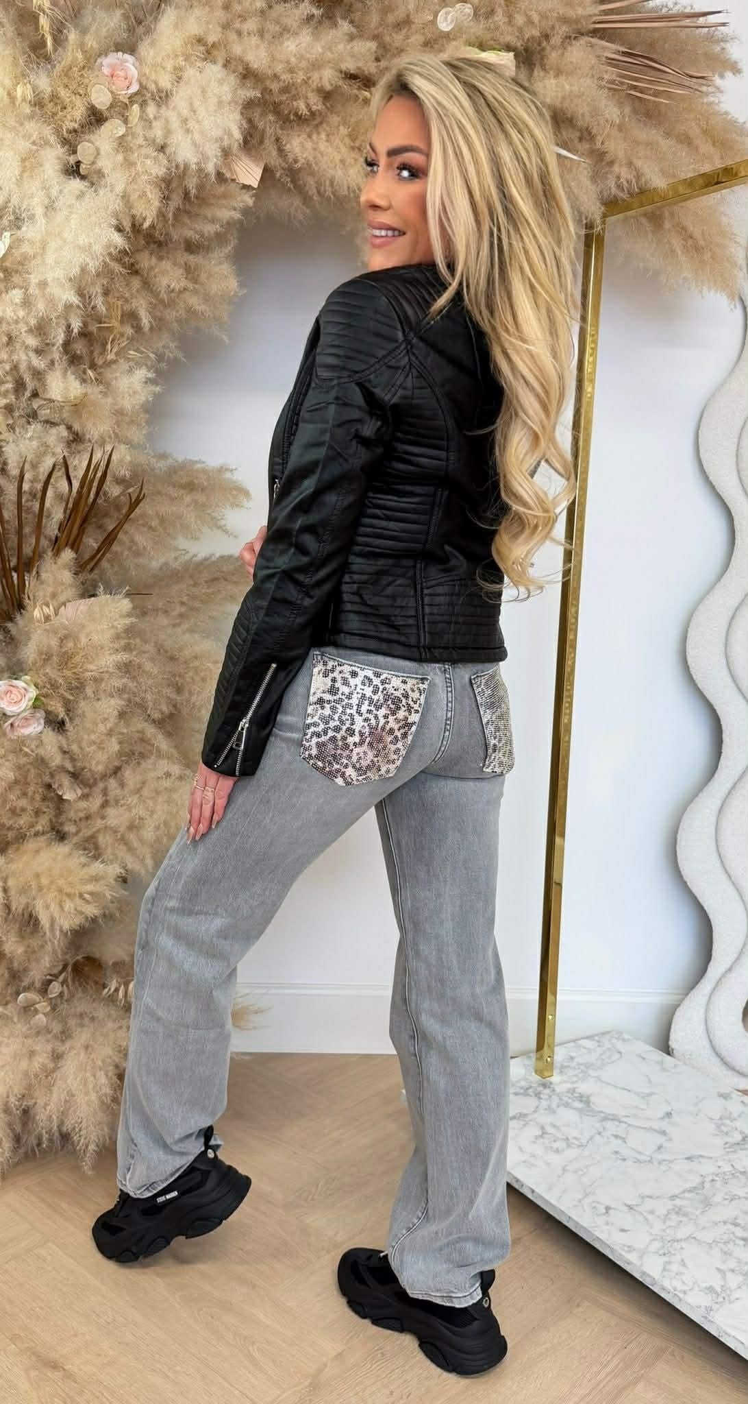 SISSI LEATHER LOOK JACKET 8812 BLACK