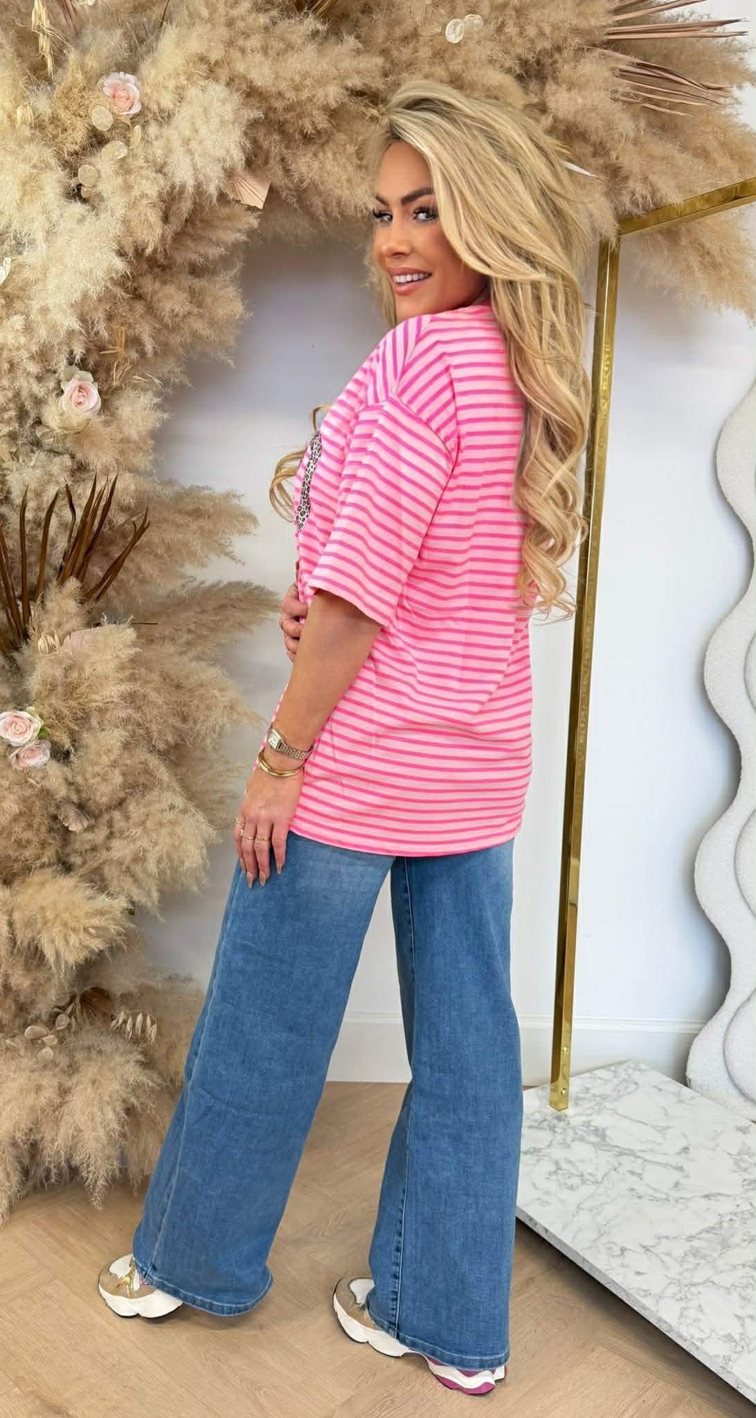 SOHO LEO STRIPE TEE 00196-2 PINK
