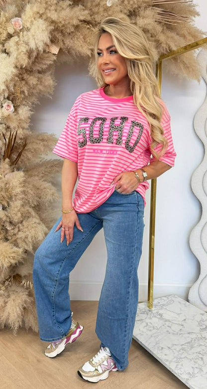 SOHO LEO STRIPE TEE 00196-2 PINK