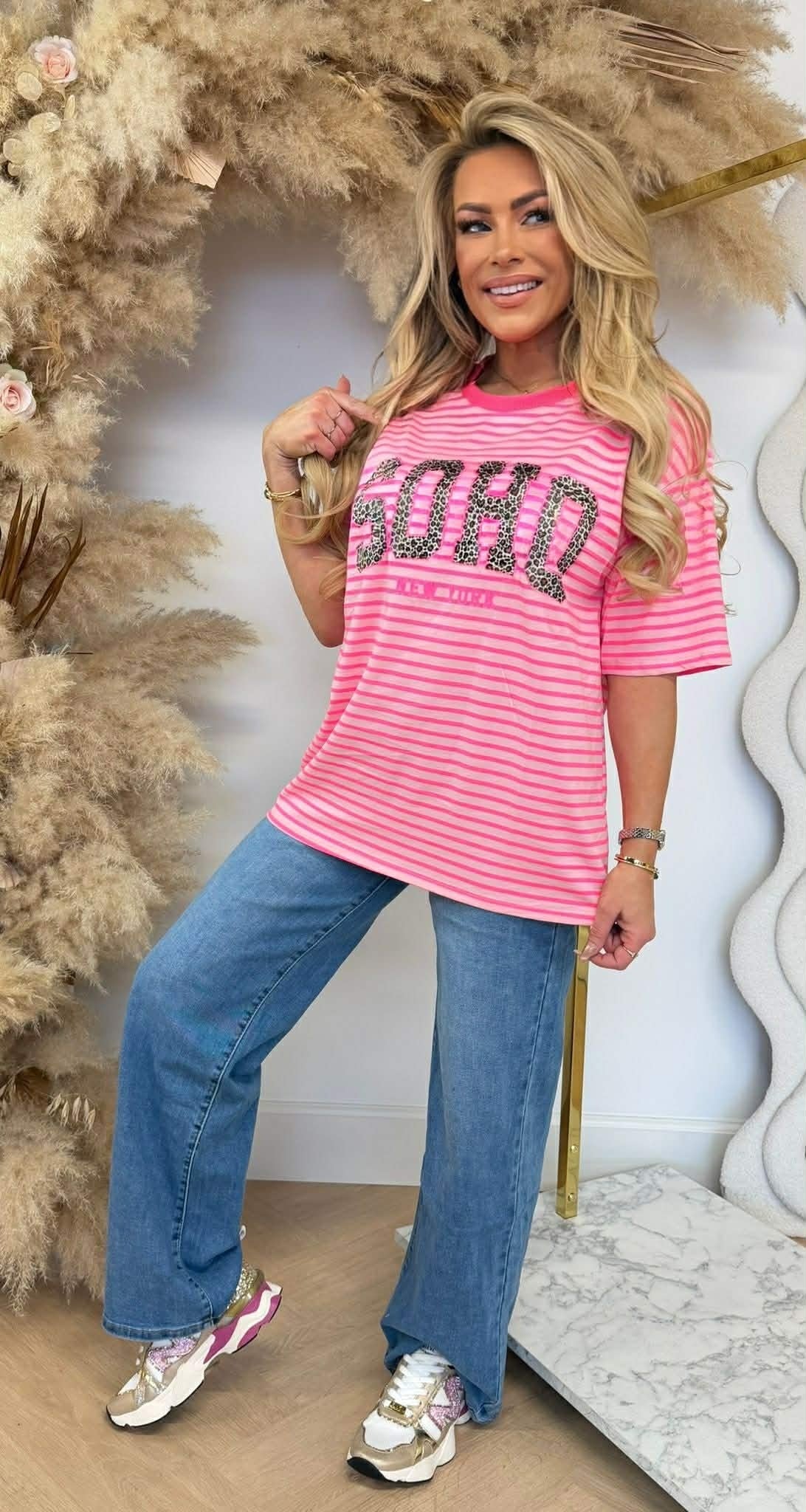 SOHO LEO STRIPE TEE 00196-2 PINK