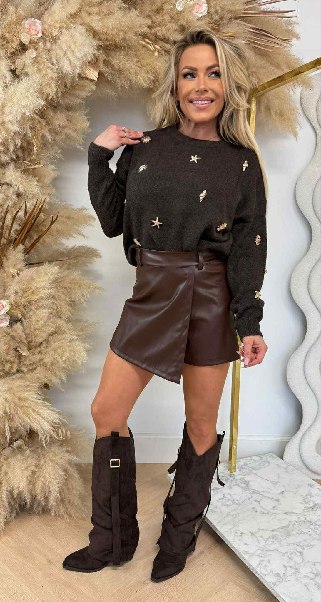 STARFISH BUTTON SWEAT AM777 CHOCO