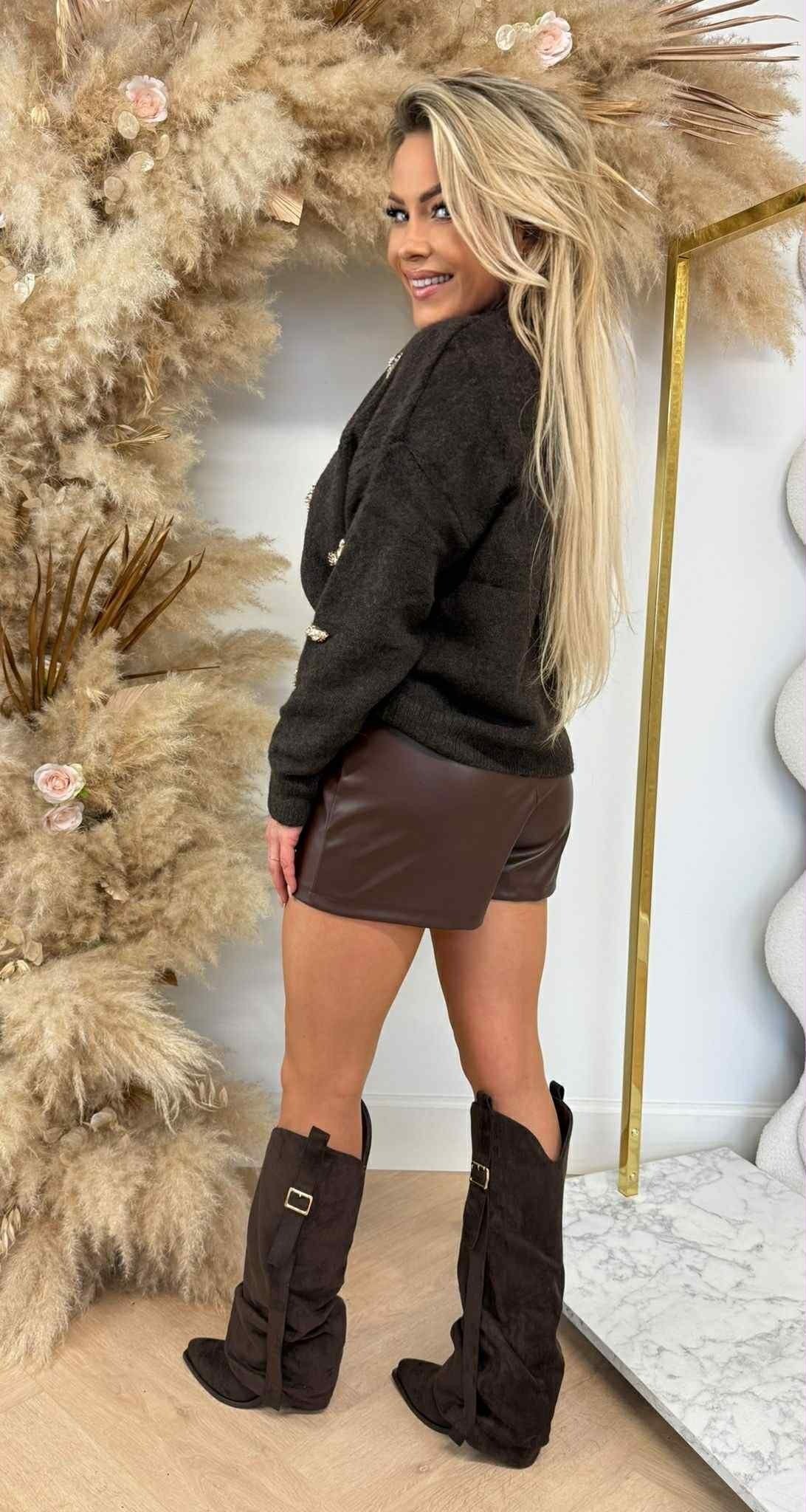 STARFISH BUTTON SWEAT AM777 CHOCO
