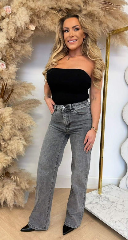 STRAPLESS RIB STRETCH TOP 7105 BLACK