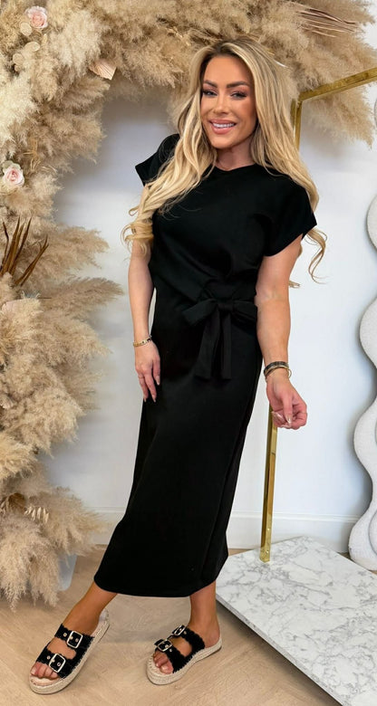 STRIKKY LONG DRESS BLACK