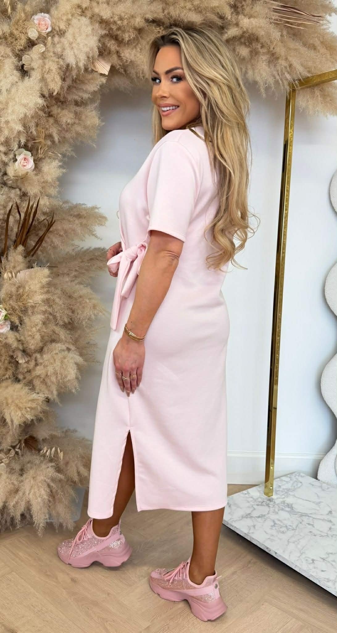 STRIKKY Langes Kleid Hellrosa
