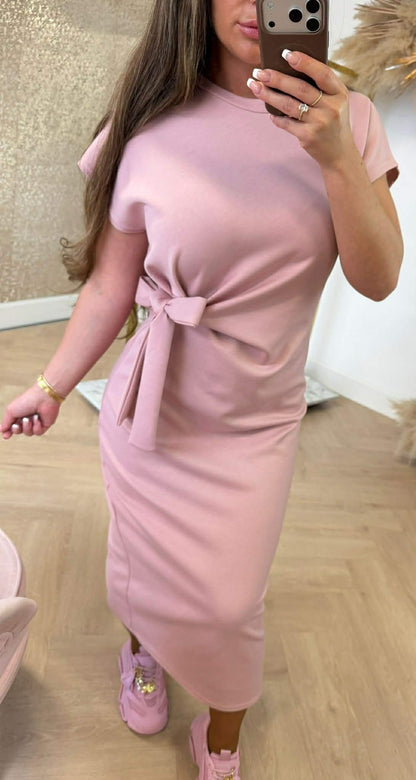 STRIKKY LONG DRESS OLDPINK