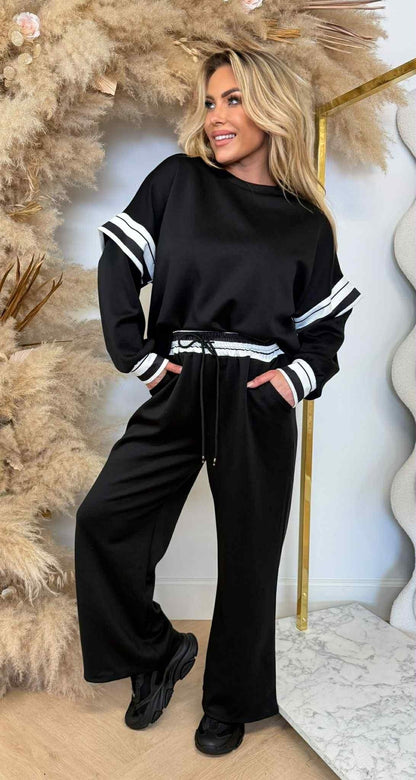 STRIPE COMFY SET SCHWARZ
