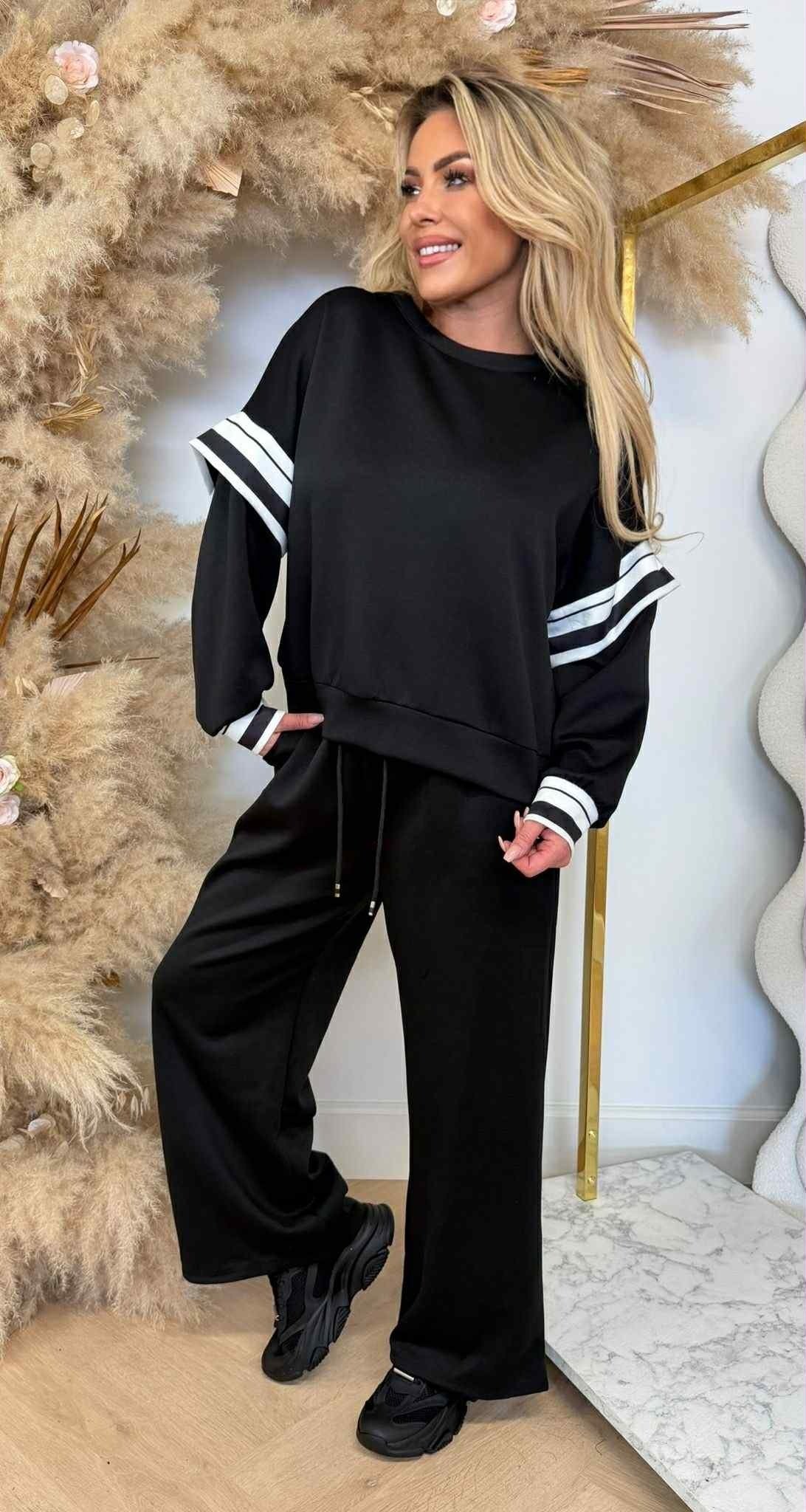 STRIPE COMFY SET SCHWARZ