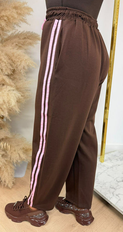 STRIPE JOGGER BALLON FIT PANTS SCHOKO