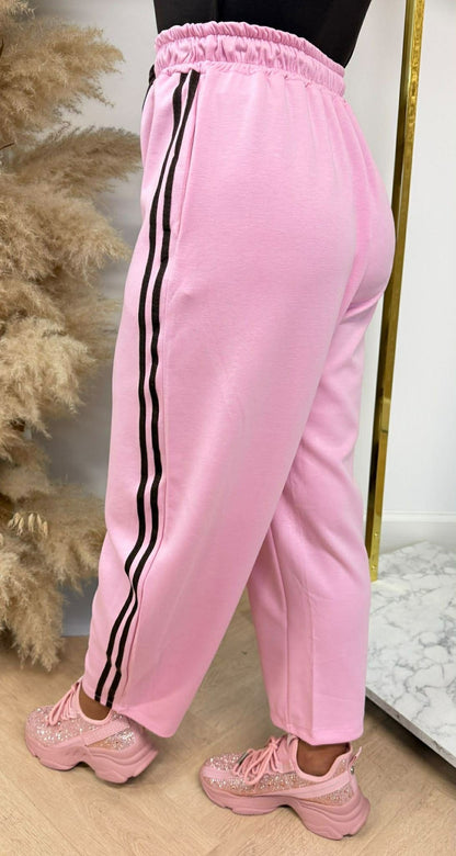 STRIPE JOGGER BALLON FIT PANTS PINK