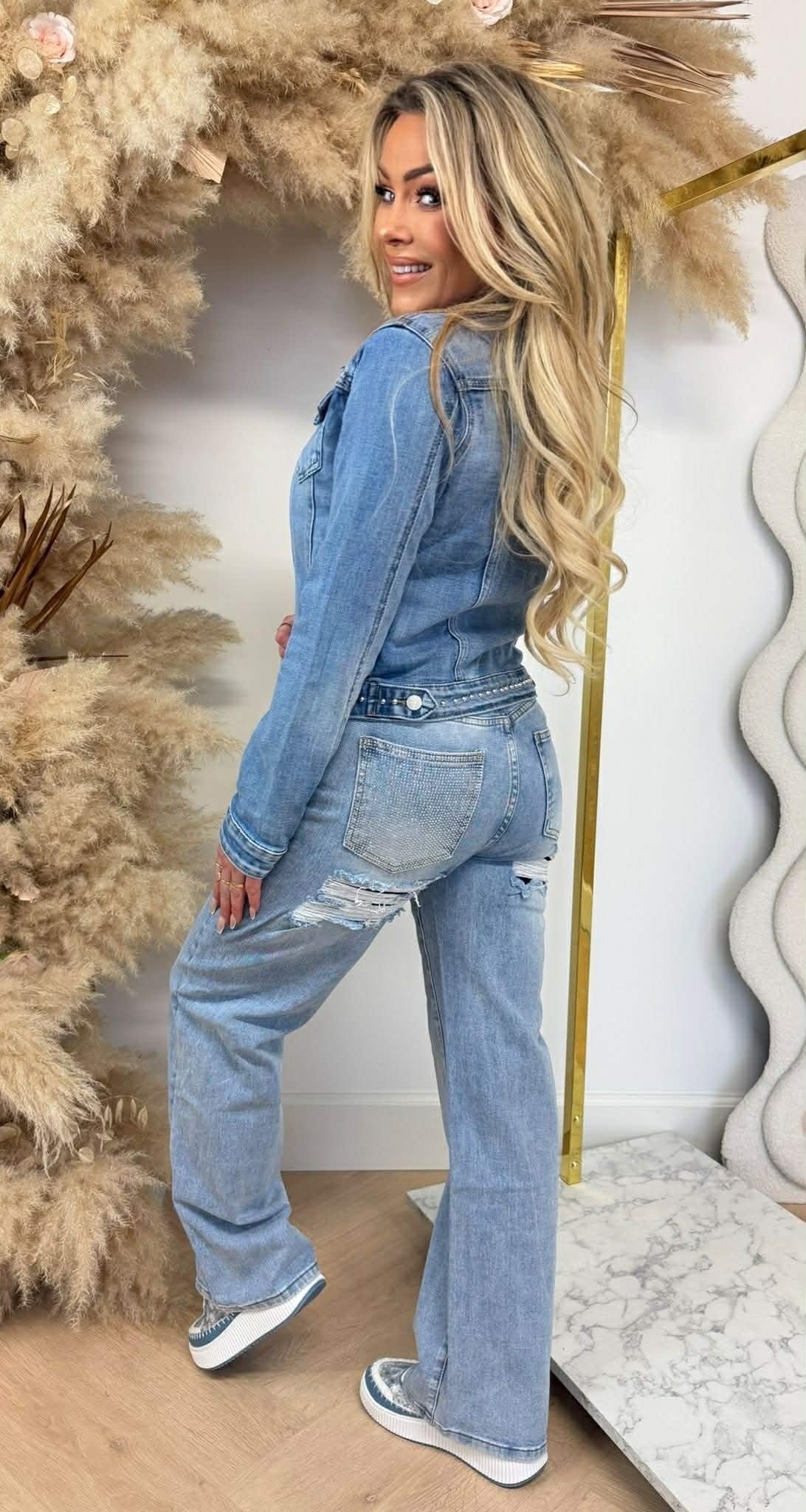 VESTE EN JEAN CLOUTÉE 8261 BLEU DENIM