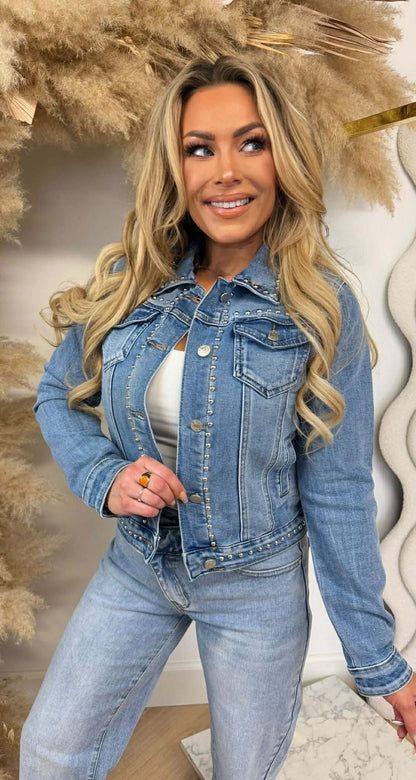 VESTE EN JEAN CLOUTÉE 8261 BLEU DENIM