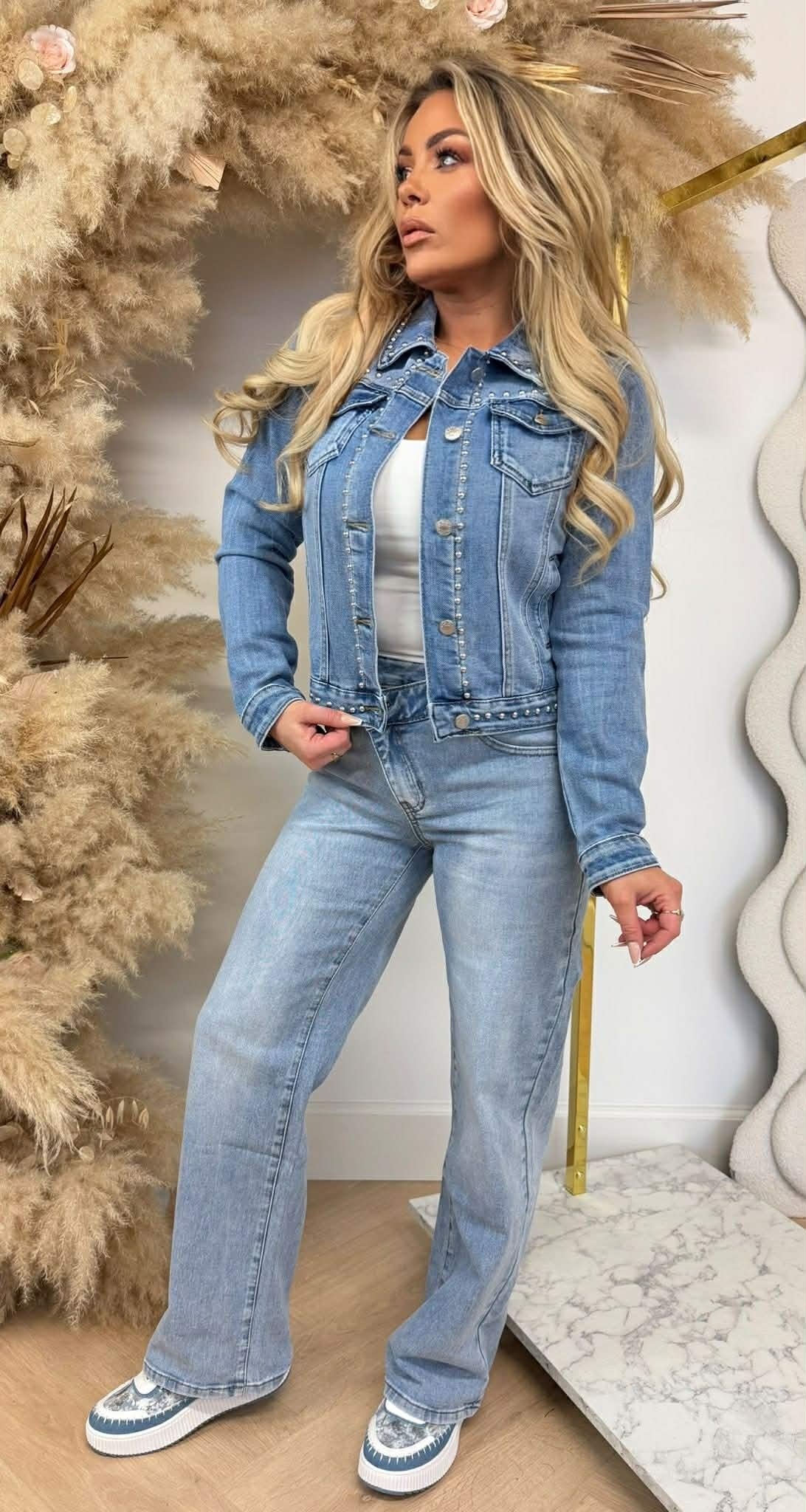 VESTE EN JEAN CLOUTÉE 8261 BLEU DENIM
