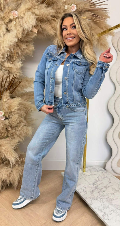 VESTE EN JEAN CLOUTÉE 8261 BLEU DENIM