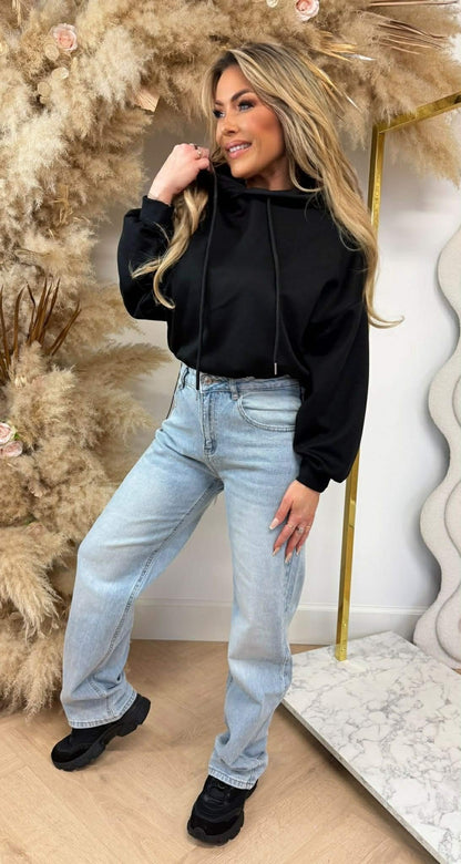 STYLE CROPPED HOODIE SCHWARZ