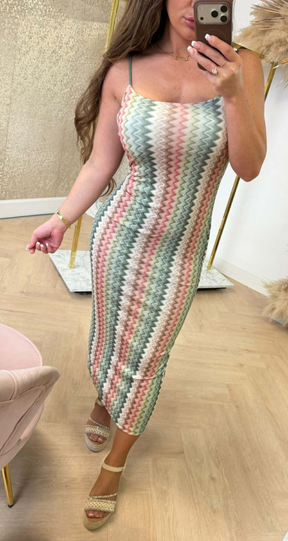 SOMMER ZIGZAG KLEID GRÜN