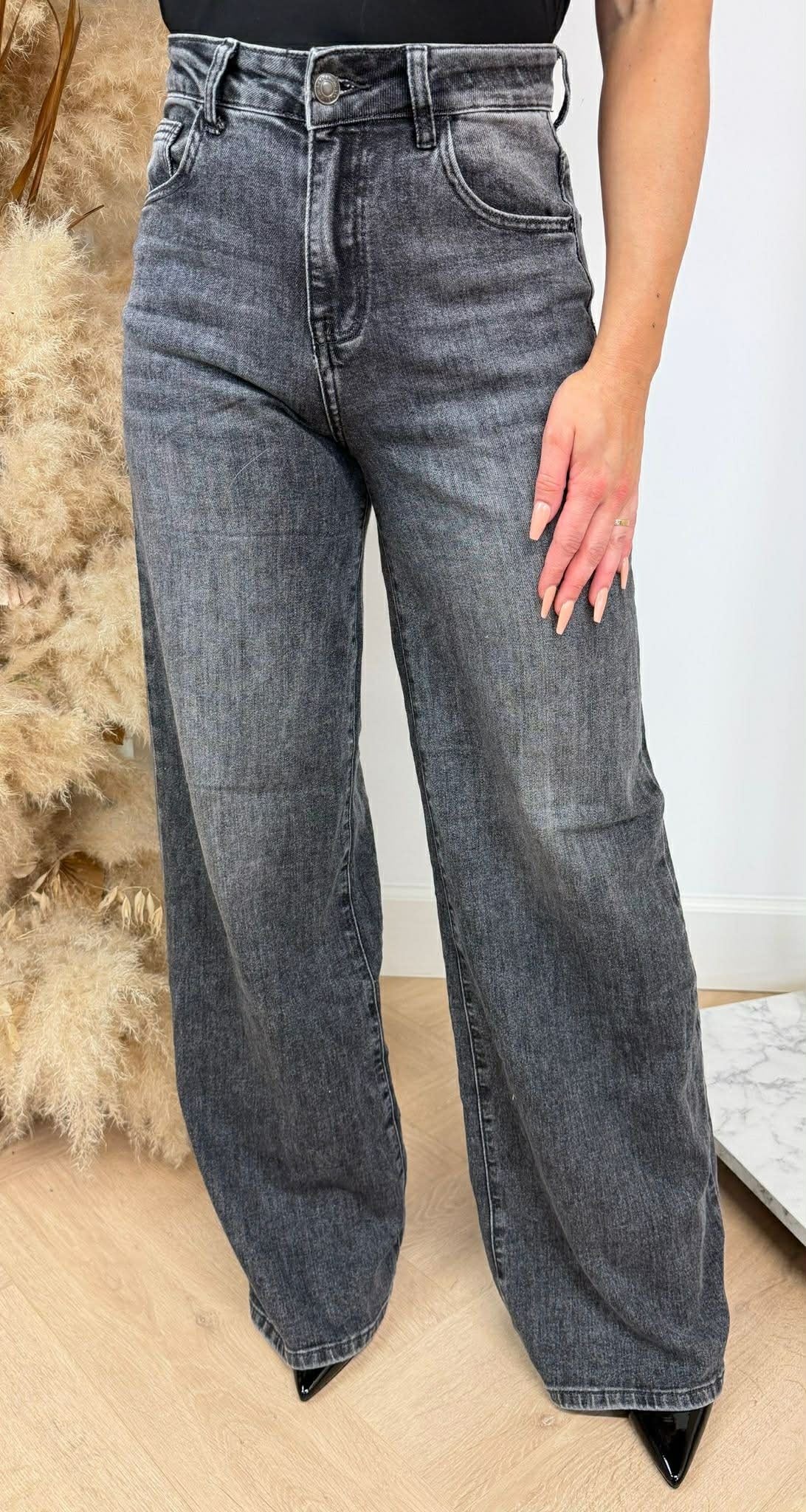 SUPER STRETCH WEITE BEIN JEANS 8511-5 DUNKELGRAU