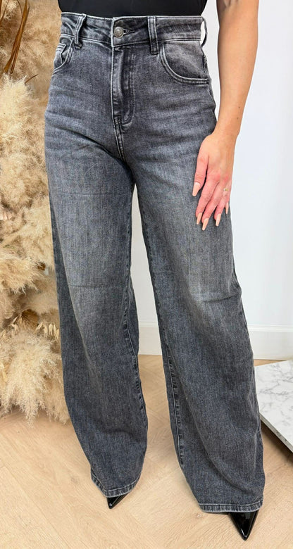 SUPER STRETCH WEITE BEIN JEANS 8511-5 DUNKELGRAU