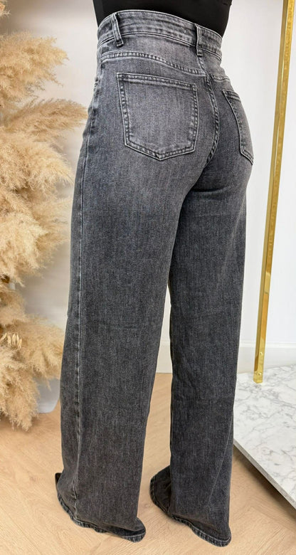 SUPER STRETCH WEITE BEIN JEANS 8511-5 DUNKELGRAU