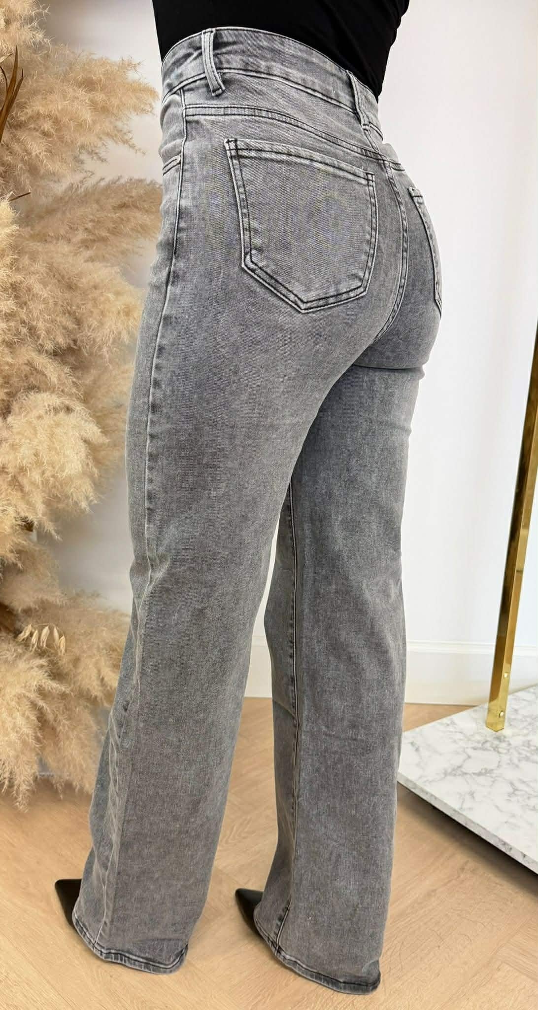 SUPER STRETCH WEITE BEIN JEANS H896-5 GRAU