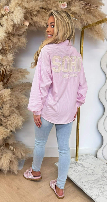 TEDDY SOHO STRIPE BLOUSE 7471 PINK