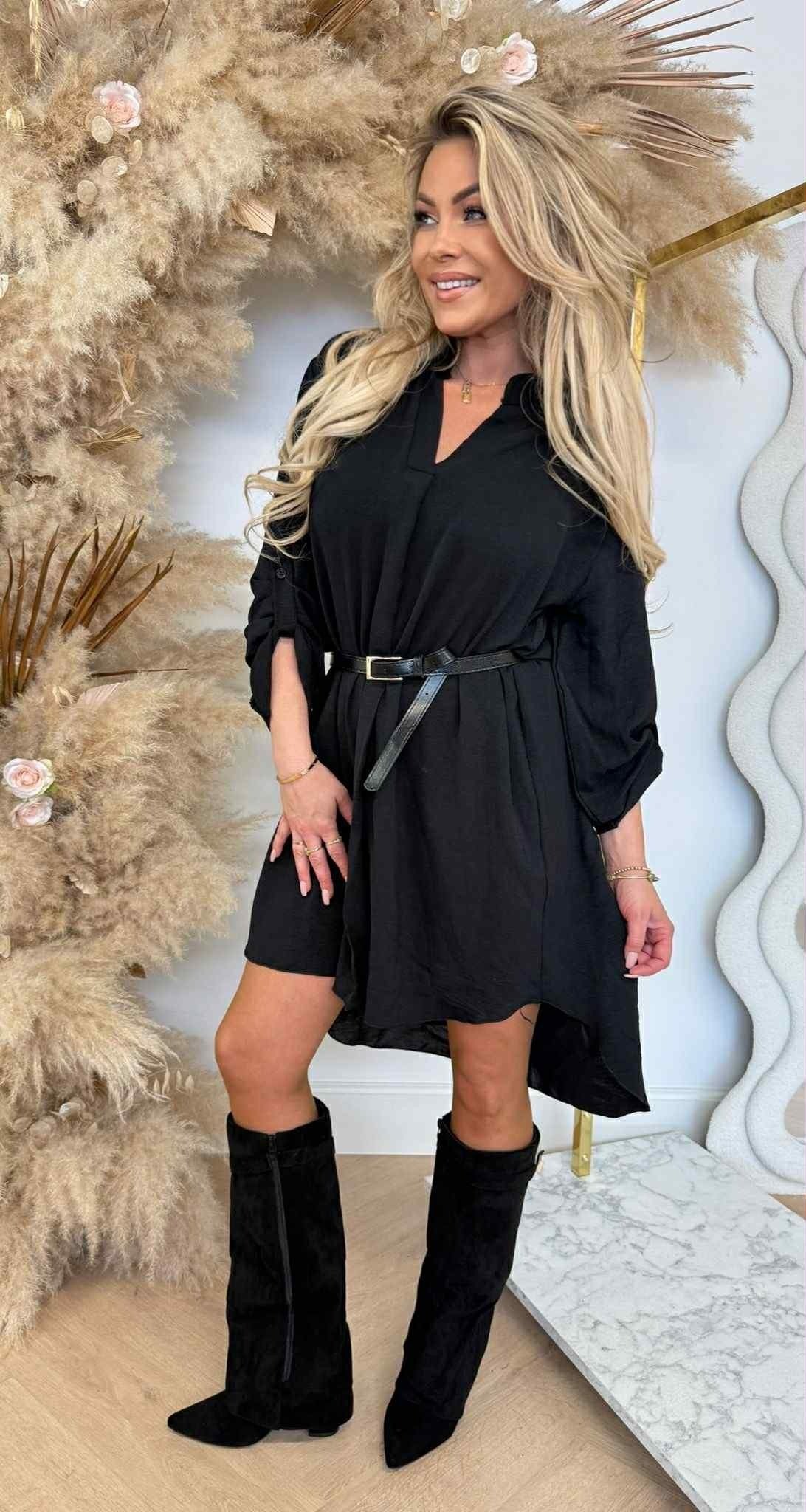 TUNIQUE + CEINTURE NOIR BASIQUE