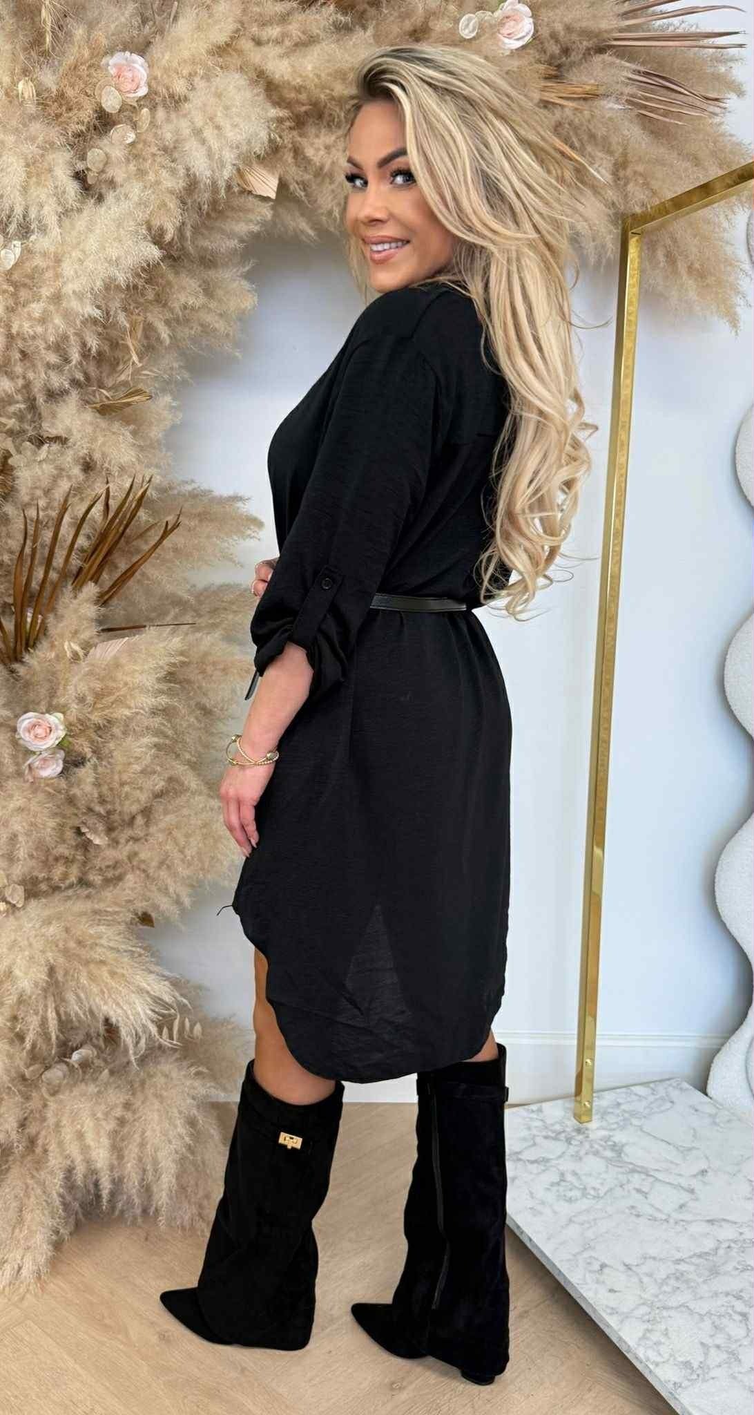TUNIQUE + CEINTURE NOIR BASIQUE