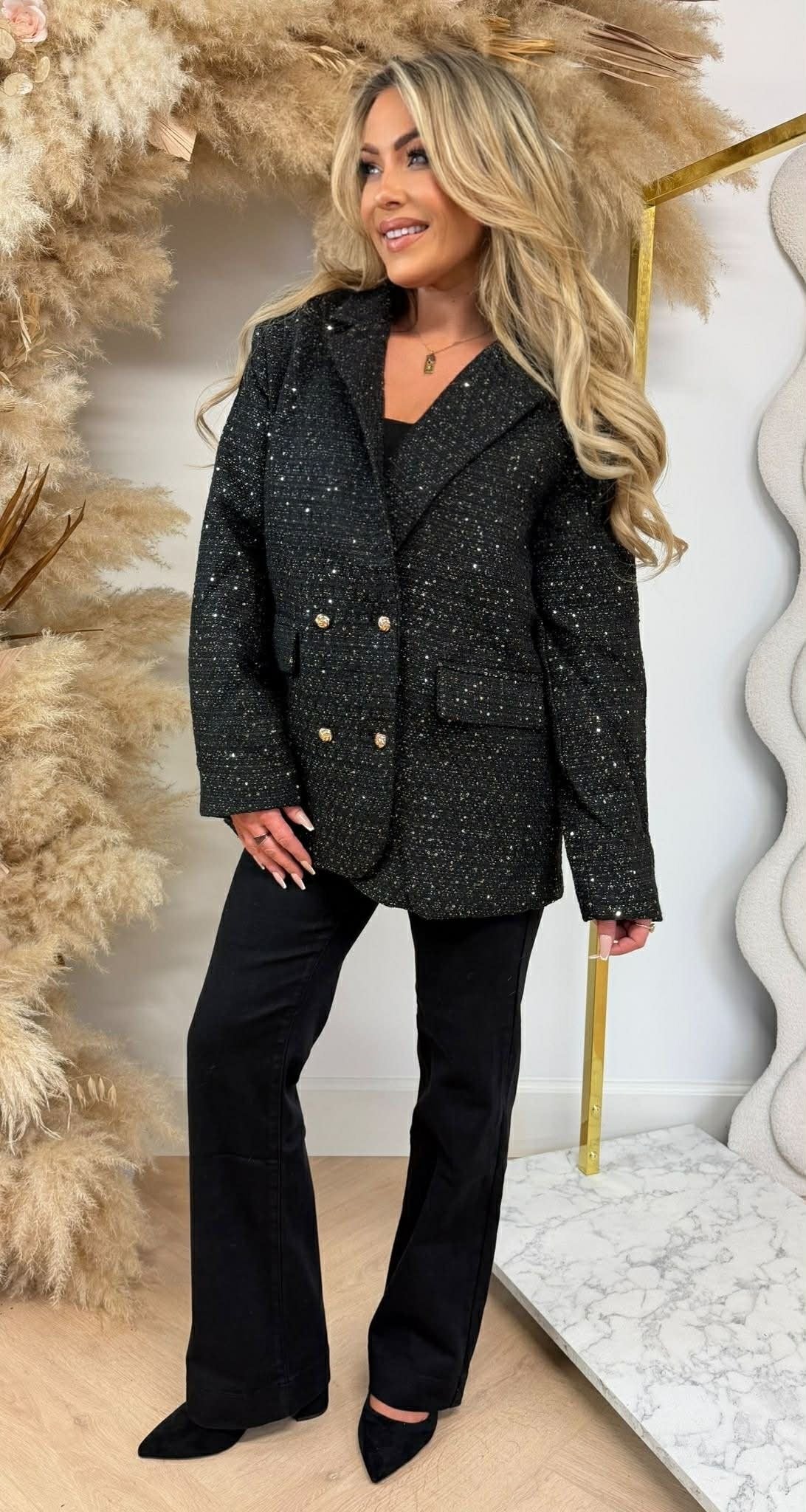 BLAZER PAILLETTES TWEED GOLDIE 5161 NOIR/OR