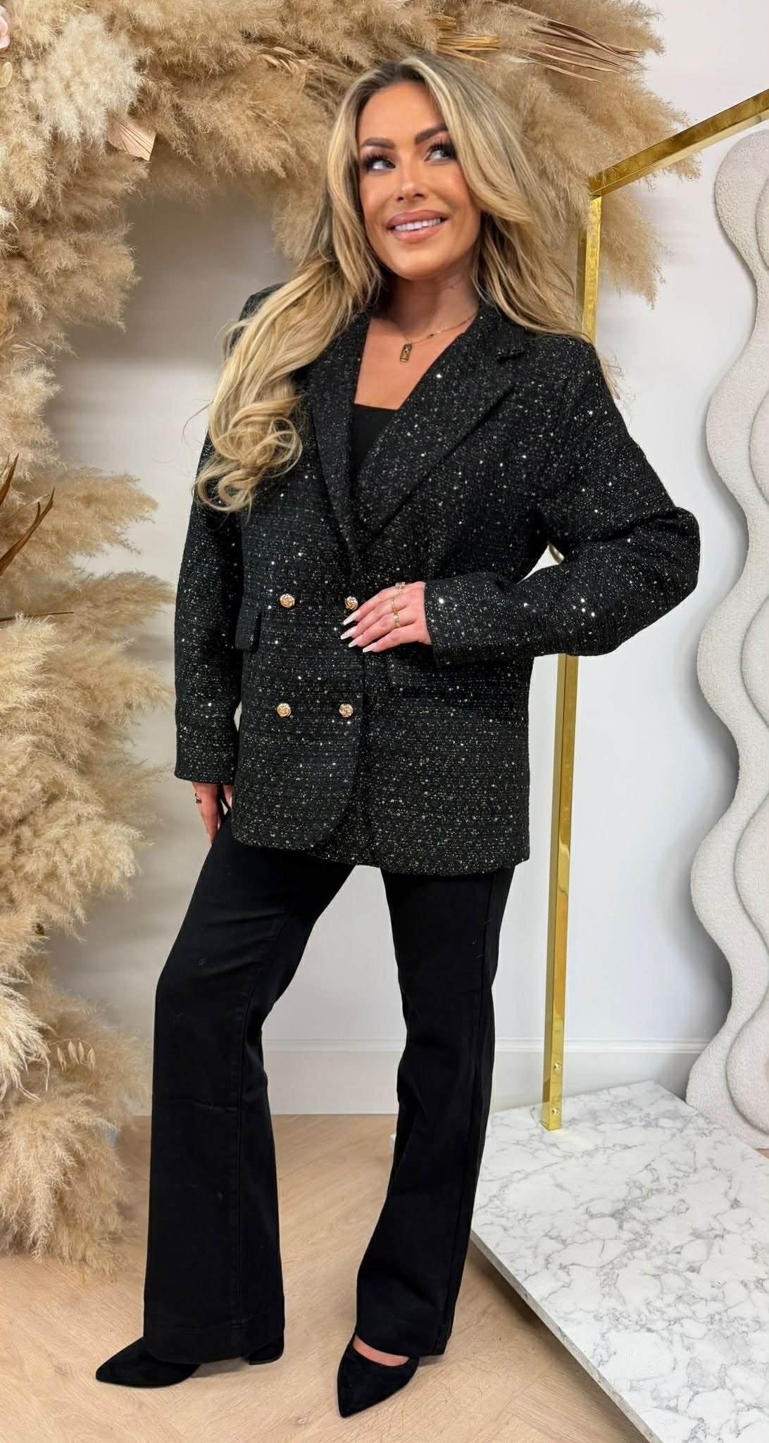 BLAZER PAILLETTES TWEED GOLDIE 5161 NOIR/OR