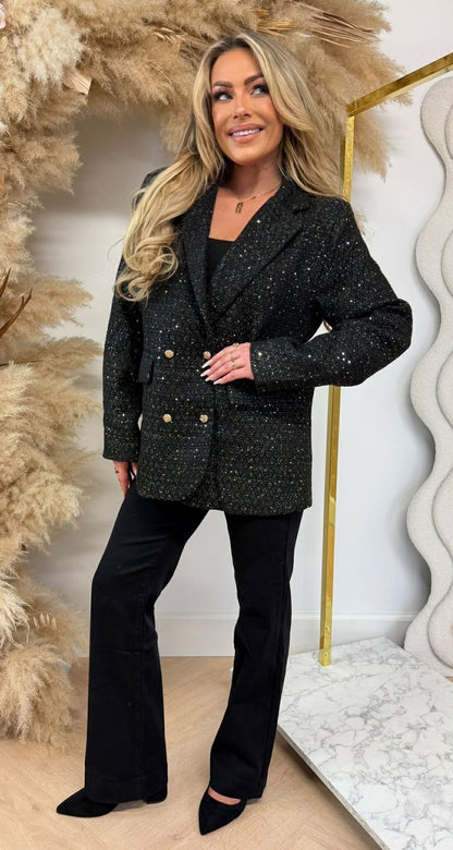 BLAZER PAILLETTES TWEED GOLDIE 5161 NOIR/OR