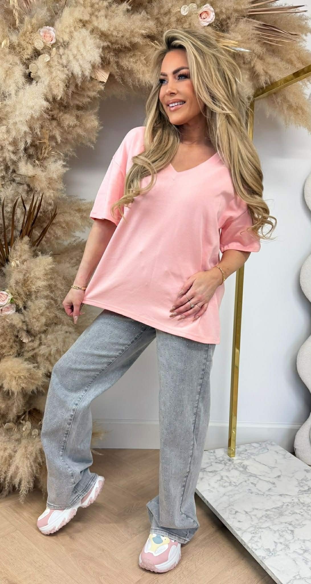 V OVERSIZED FIT TEE 20330 PINK