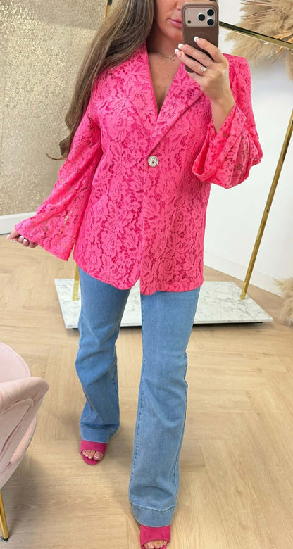 VAJEN LACE BLAZER FUCHSIA