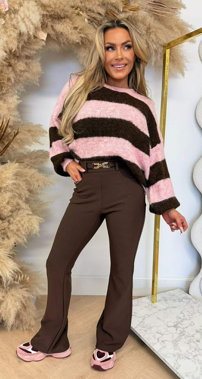 PULL RAYÉ VIOLET ROSE