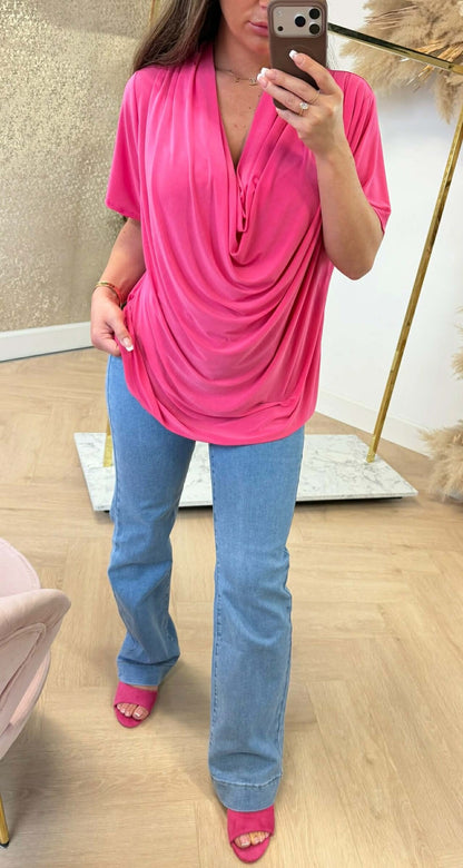 WASSERFALLAUSSCHNITT-SHIRT FUCHSIA