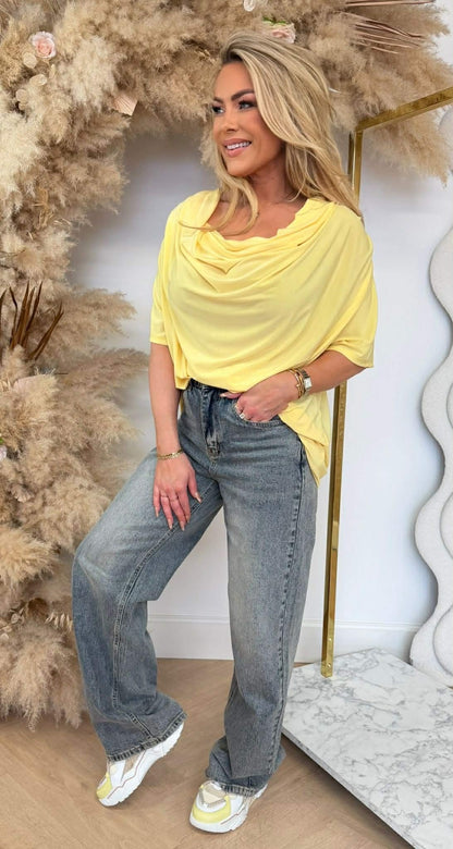 WATERFALL NECK SHIRT YELLOW